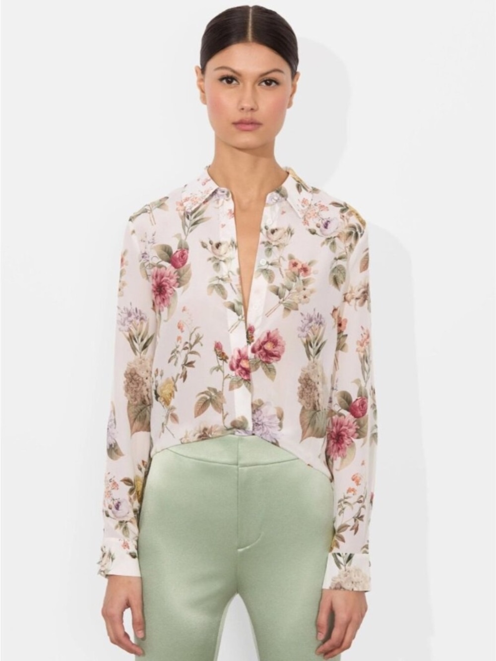 Alice + Olivia Willa Sweet Nothings Silk Blouse size S